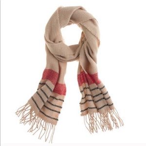 J Crew beige scarf with checkered stripes